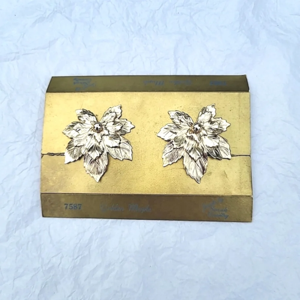 SARAH COVENTRY "GOLDEN MAPLE" EARRINGS - ORIGINAL CARD - Picture 1 of 6